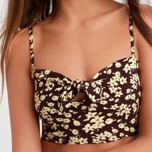 Free People burgundy floral tie front brami LARGE